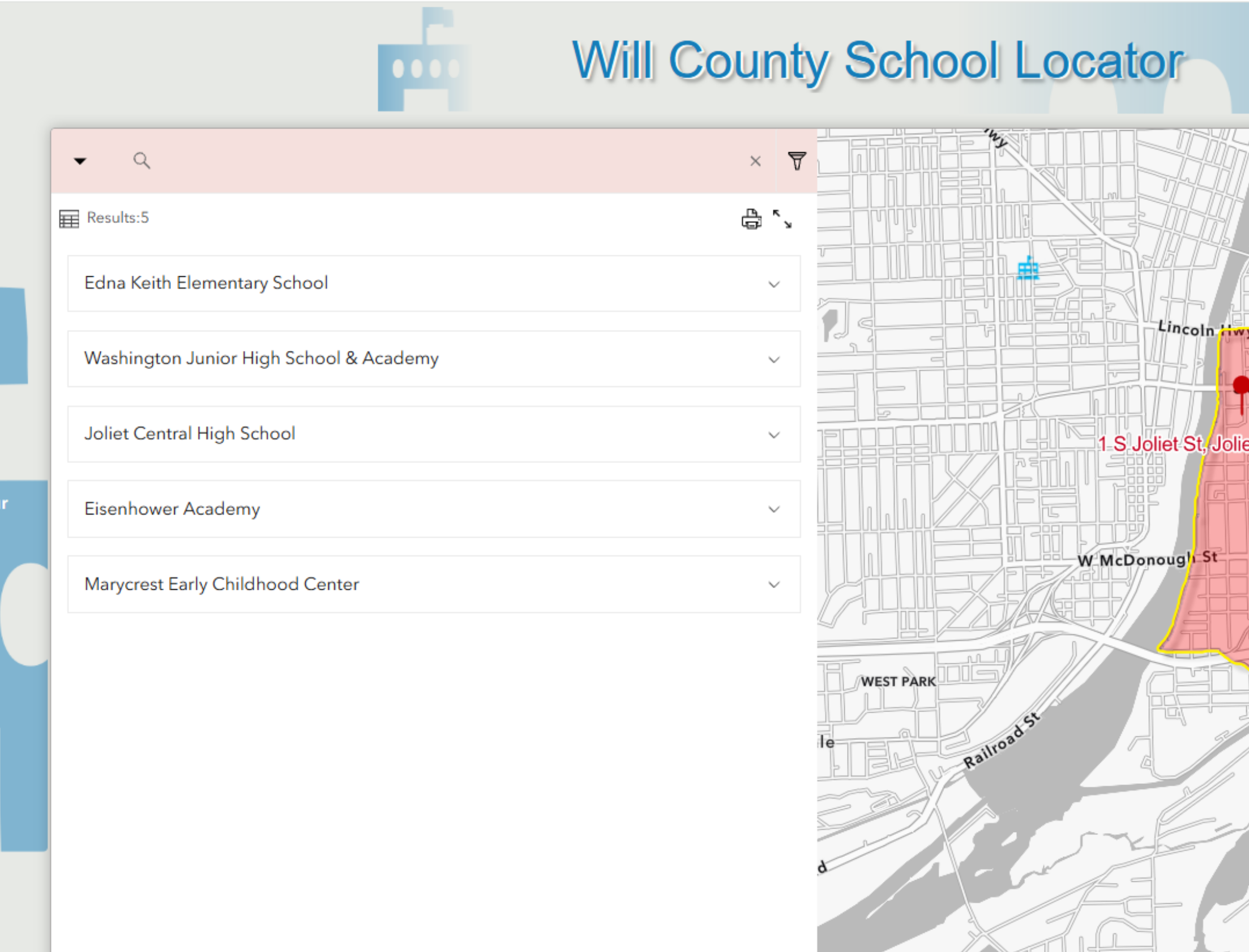 Will County School Locator Application
